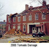 Tornado damage on the Kentucky Wesleyan College campus, January 2000
